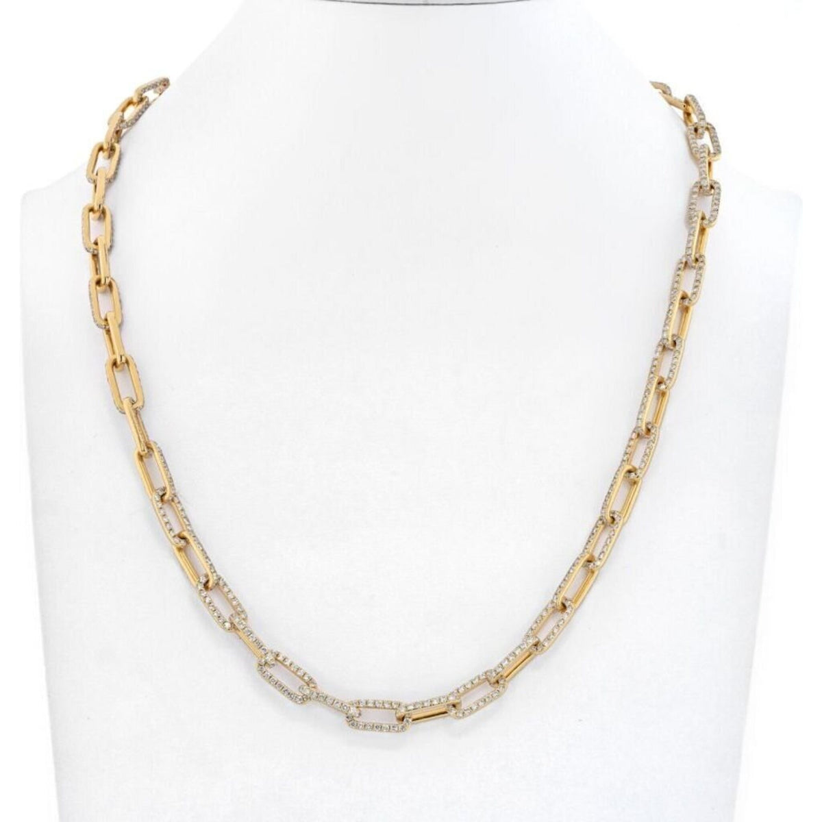 18k Seamless Oblong Pave Diamond Link Necklace