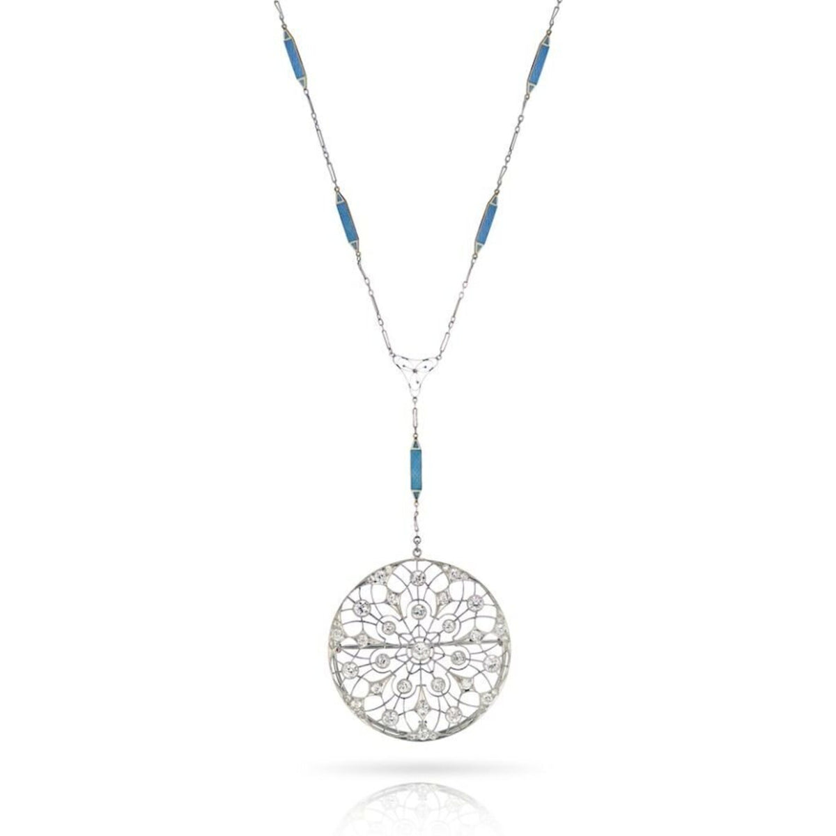 Tiffany Keys petals key pendant with diamonds in platinum on a chain.