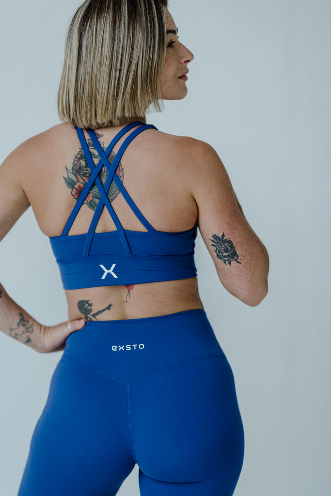 High Support Cross Back Sports Bra - Navy – Exsto Apparel