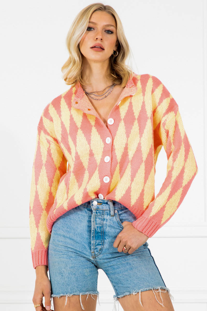 Callie Diamond Lattice Knit Cardigan – Hey Samy