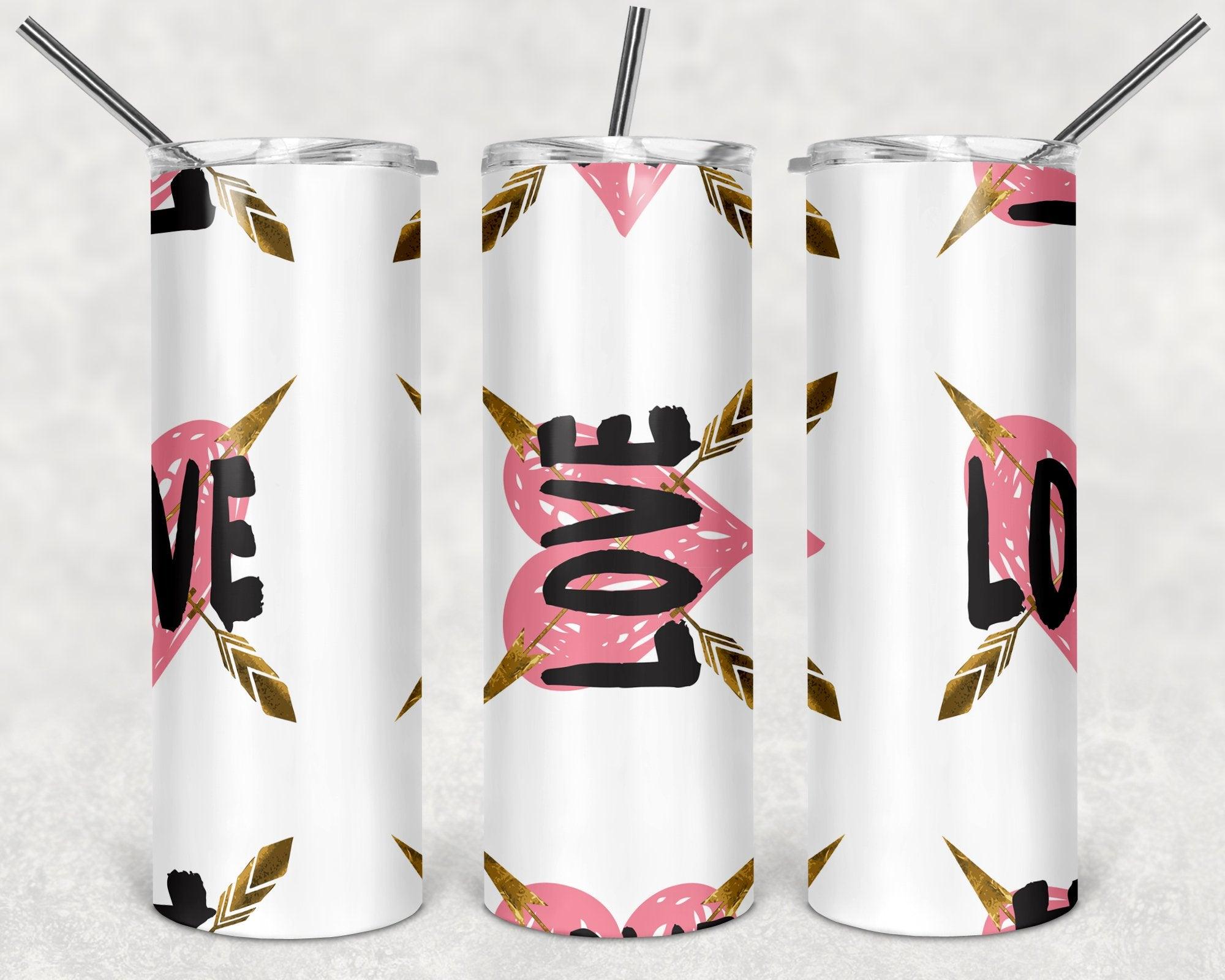Love Heart Pattern PNG, 20oz Skinny Tumbler Design, Sublimation Designs PNG File