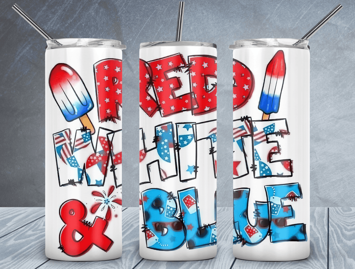 Red White And Blue Tumbler Wrap PNG, Ice Cream 20oz Skinny Tumbler Des ...