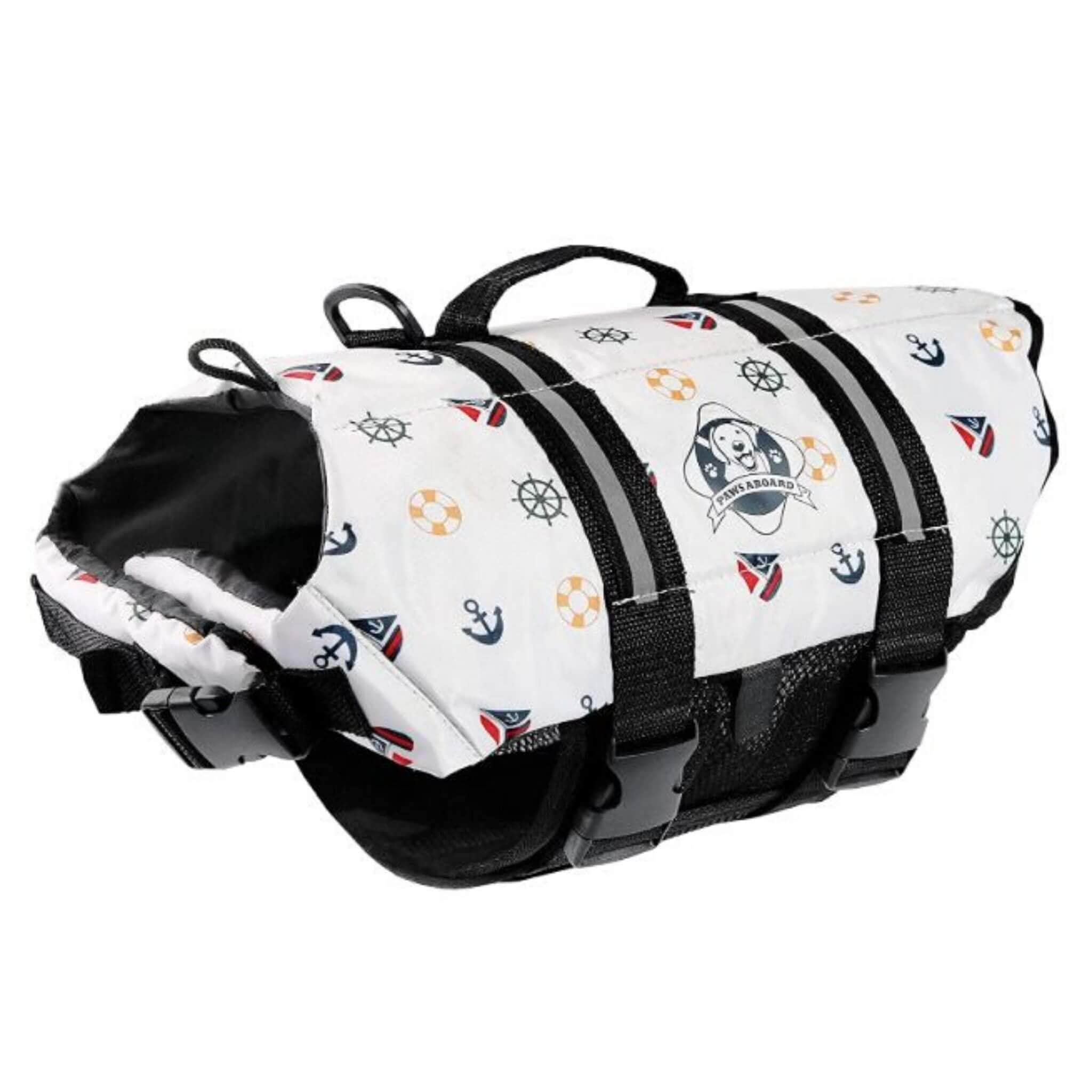 Paws Aboard Dog Life Jacket - Nautical Theme - For Dogs 2 to 50 lbs ...