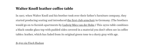 write up on the Walter Knoll Coffee Table
