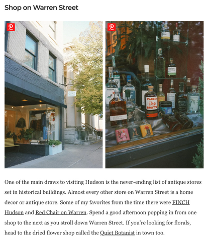 Image of where to 'Shop on Warren Street' featuring mention of FINCH