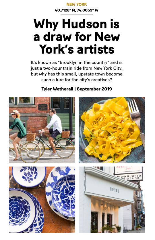 Article excerpt | Atlas Magazine Cover | Why Hudson Is A Draw For New York's Artists