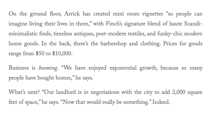 Fifth text excerpt | Upstate House Magazine | Finch Hudson, A Home Goods Emporium