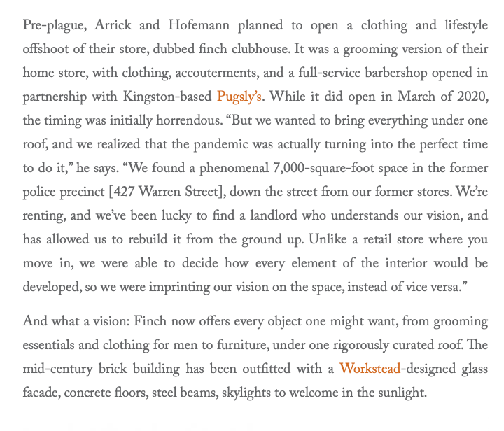 Fourth text excerpt | Upstate House Magazine | Finch Hudson, A Home Goods Emporium