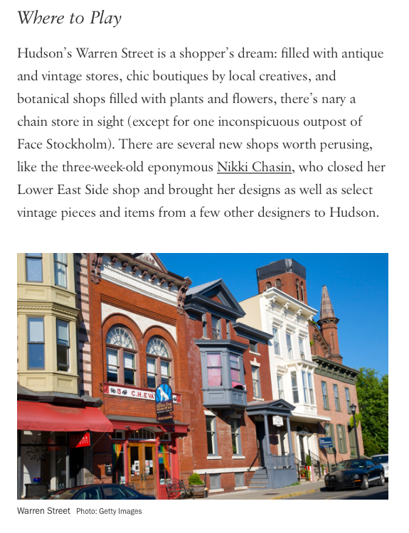 Article excerpt | Vogue | Why a Visit to Hudson, New York Is Better Than Ever