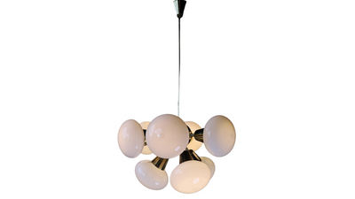 1960s European opaline & brass sputnik chandelier