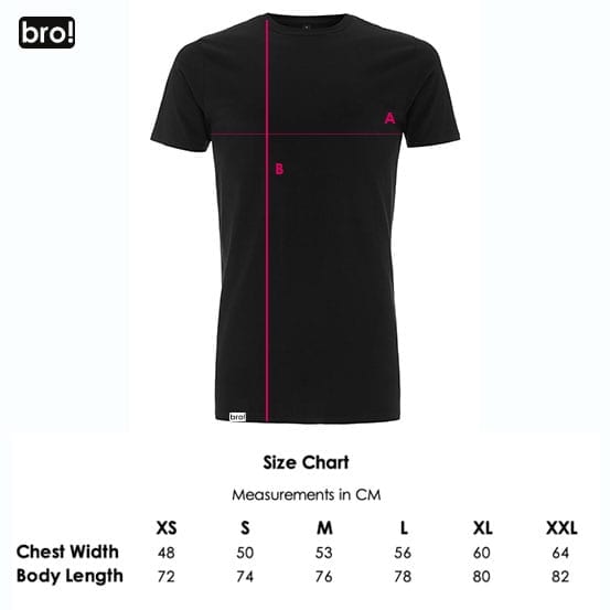 bro! tee new size chart