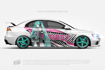 Anime ITASHA Hatsune Miku Car Wrap Car Stickers Car Decal Fits with any cars