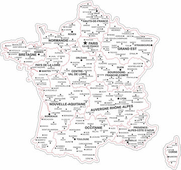 Svg France map laser cutting file, French map puzzle, Glowforge Carte de  France, Paris France file instant download dxf pdf, Europe country