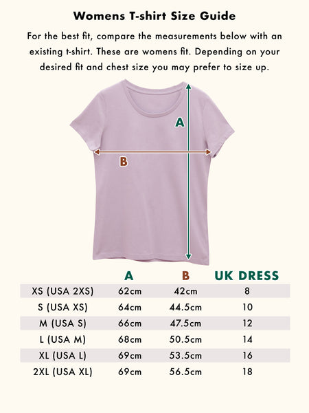 Alphabet Bags Womens T-shirt Size Guide