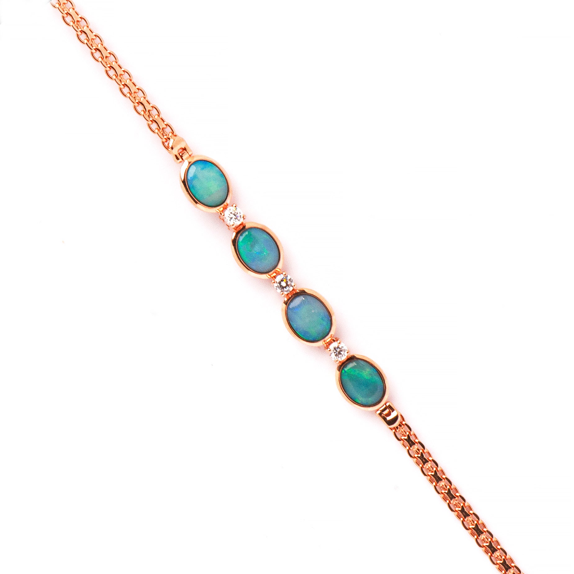 rose gold and opal bracelet