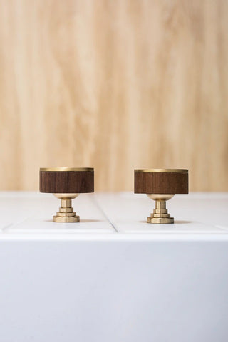 wood and brass cabinet knobs