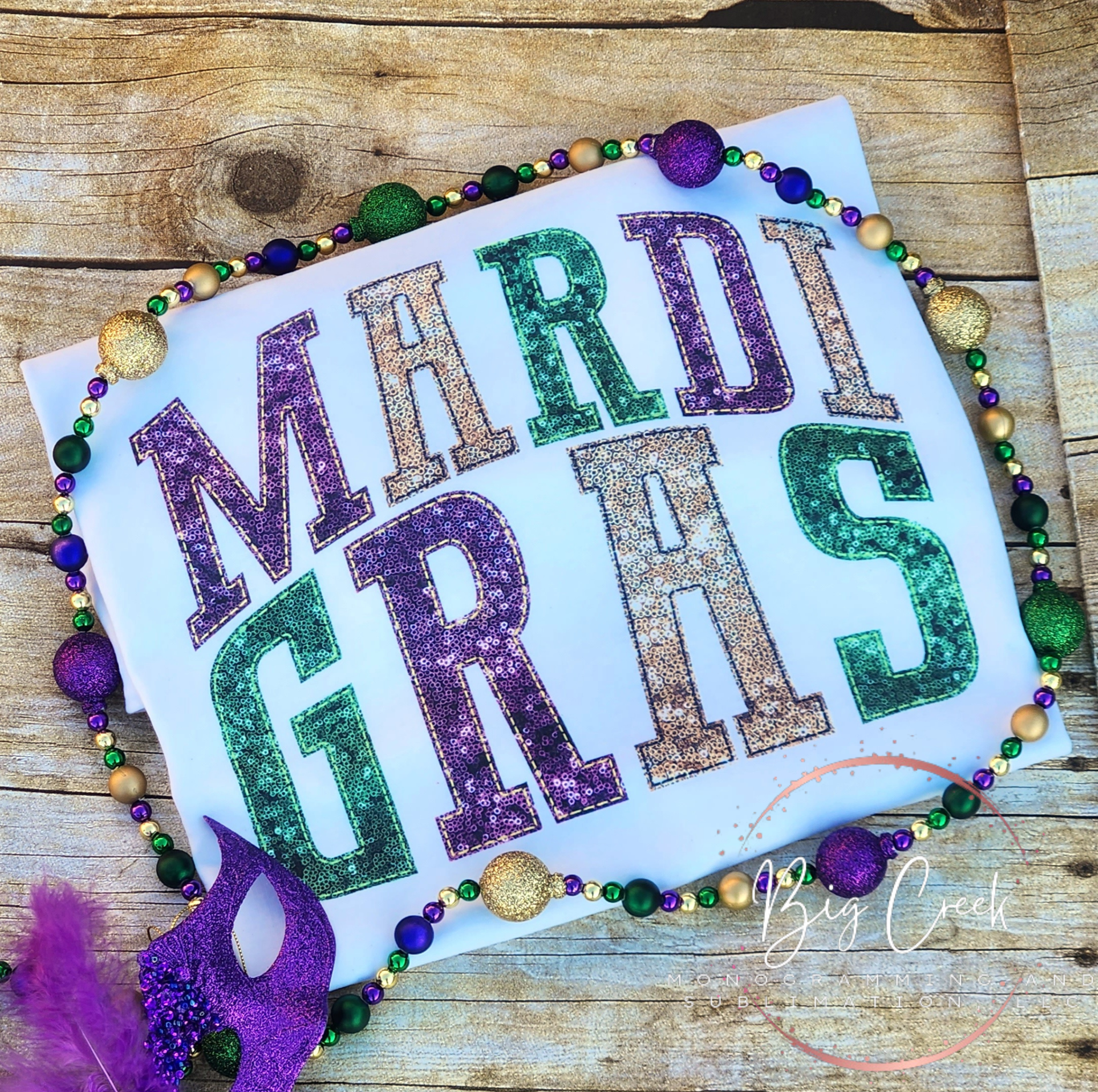 Mardi Gras Faux Sequin Crewneck Sweatshirt