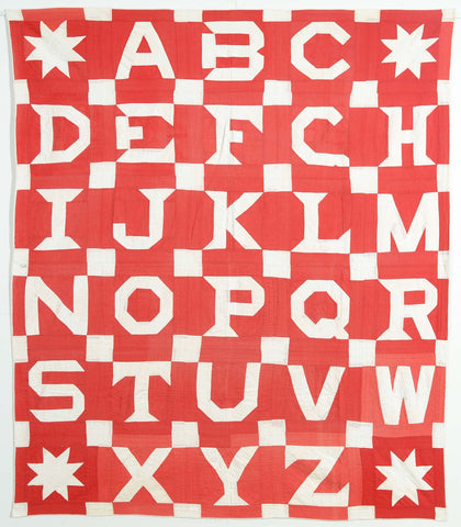 Alphabet Cotton Quilt Circa 1890; Pennsylvania Stella Rubin Antiques