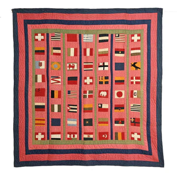 View Red Antique Philadelphia Centennial Exhibition Flags of the World Quilt