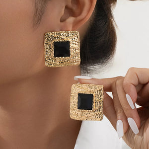 18K Gold-Plated Square Earrings - Finest Runway