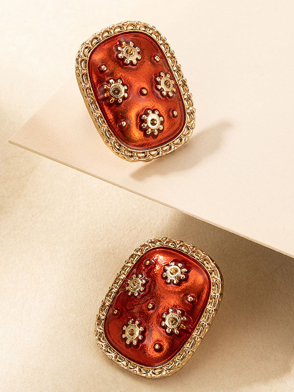 Stylish Red Golden earrings