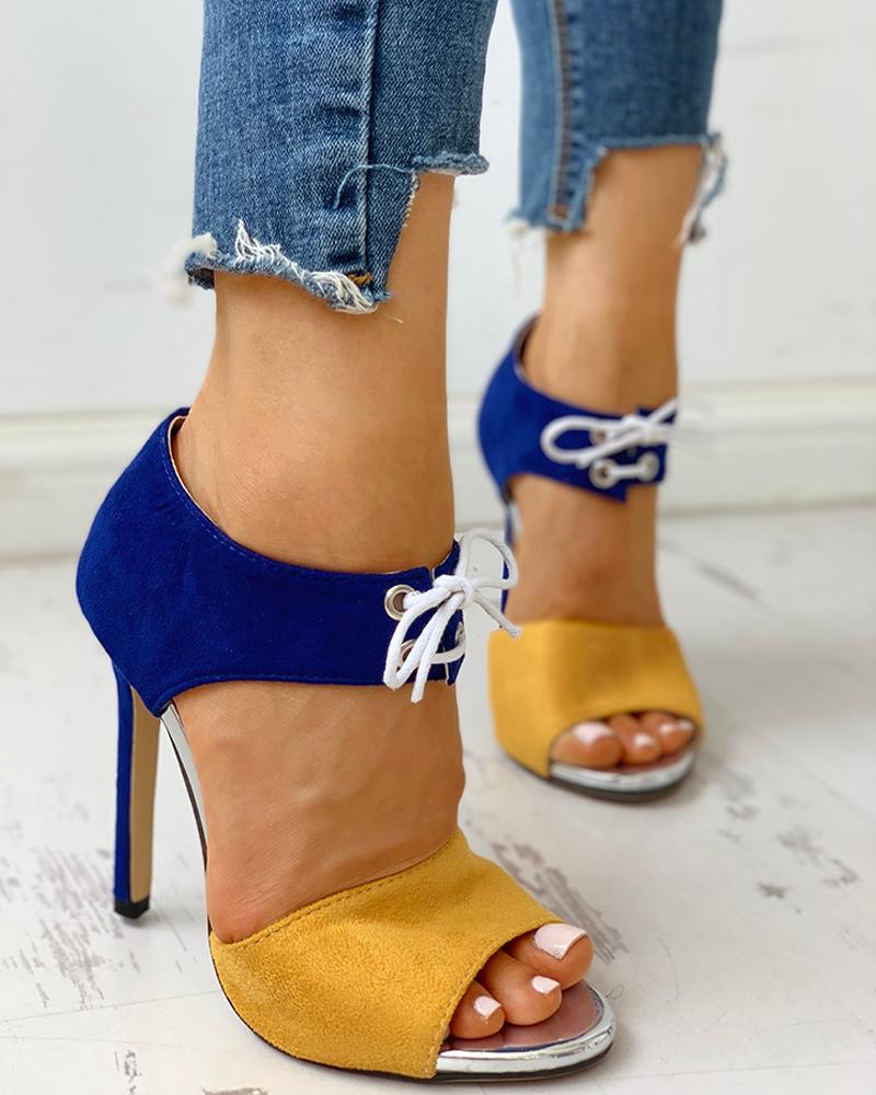 Open Toed Lace-Up Heels