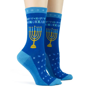 Women's Happy Hanukkah Socks – Menorah Hanukkah Socks Gift for Her - Life is Socks