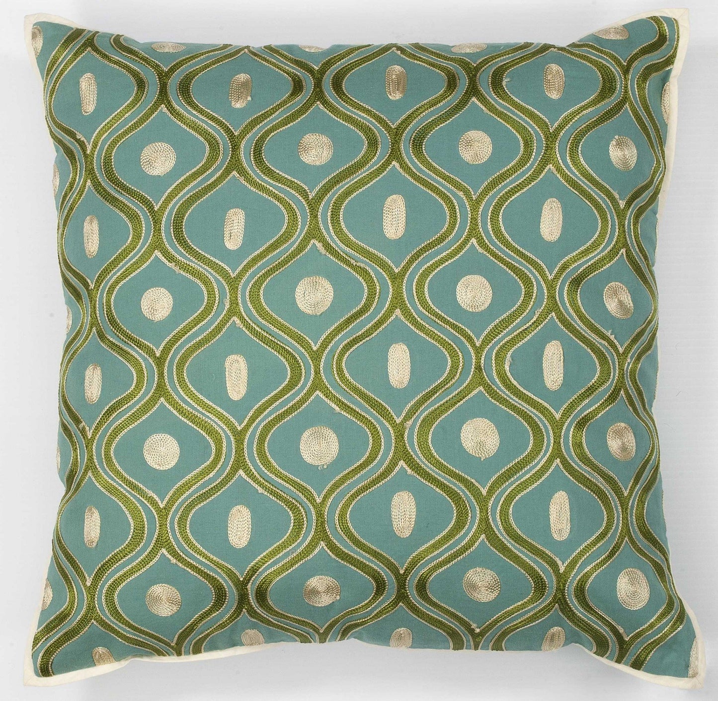 Elegant Square Teal and Gold Accent Pillow
