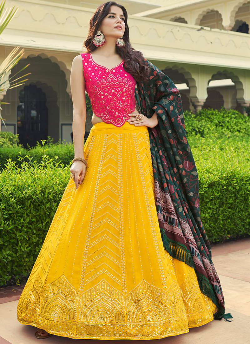 Embroidered Yellow Haldi Outfit, Dry clean, Ethnic Wear at Rs 1600 in Mumbai
