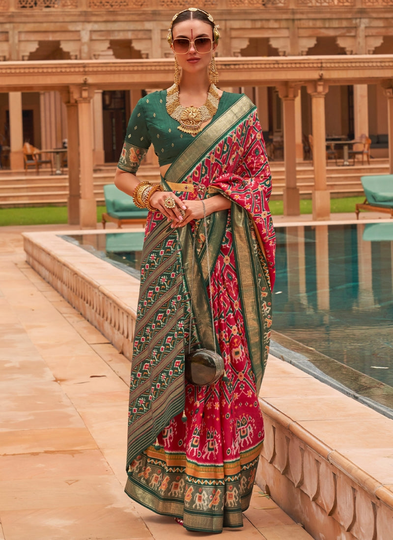 White Silk Wedding Saree With Resham Work