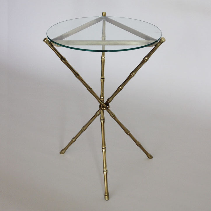 Maison Bagues Faux Bamboo Brass Tripod Table c1950