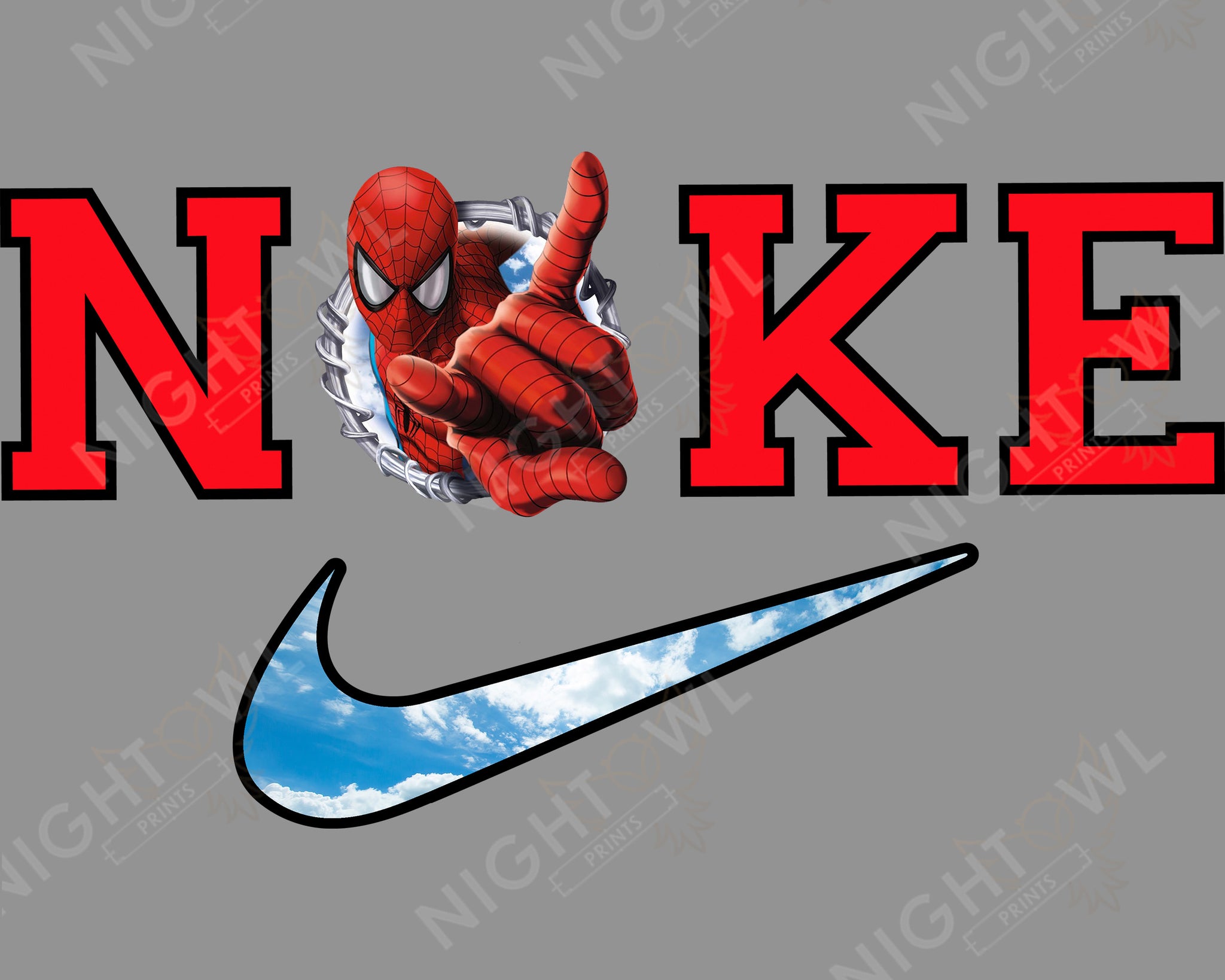 Rebelión Delgado Ingenieros Nike Spiderman Sky DTF Transfer. – NightOwlPrints