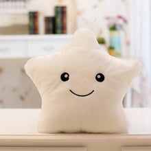 Load image into Gallery viewer, Front view of white plush style star pillow.
