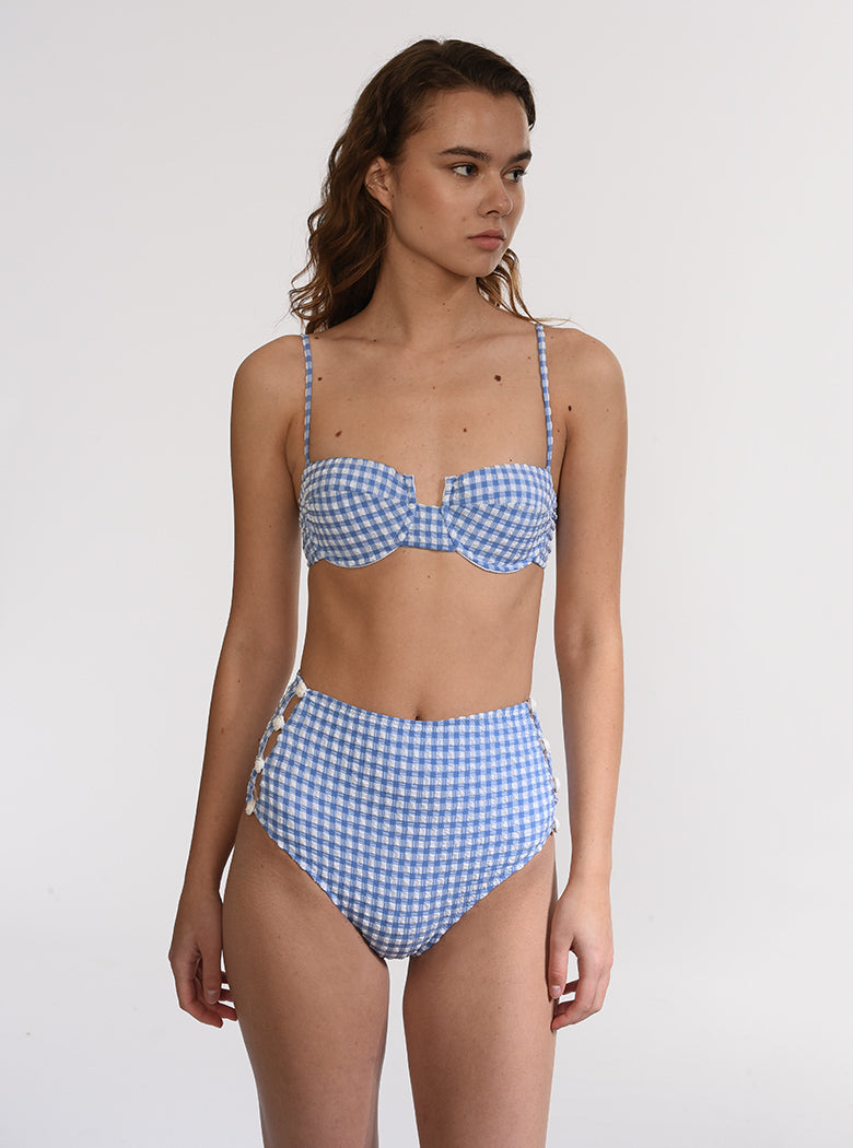 gingham high waisted swimsuit