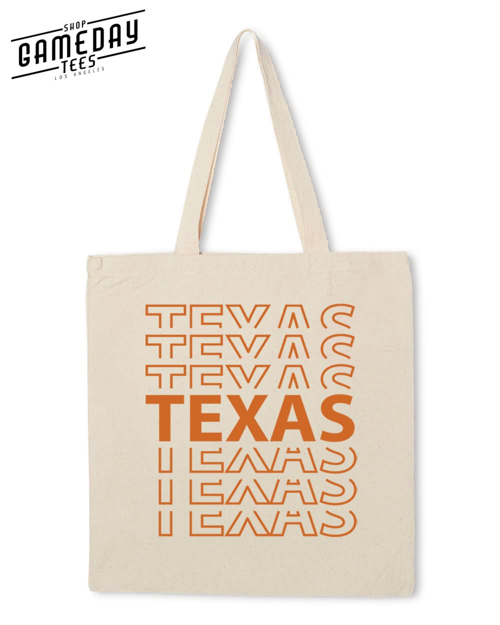 University Of Texas College Gameday Tees Oklahoma State Casual Wide Canvas Bag Collection Premium High Quality Tote Bag Game Day UT Bag Shop Gameday Tees University Of Texas Collection Image Natural 1