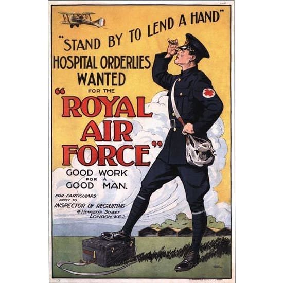 Vintage World war 1 RAF Hospital Orderlies Recruitment – Vintage Poster ...