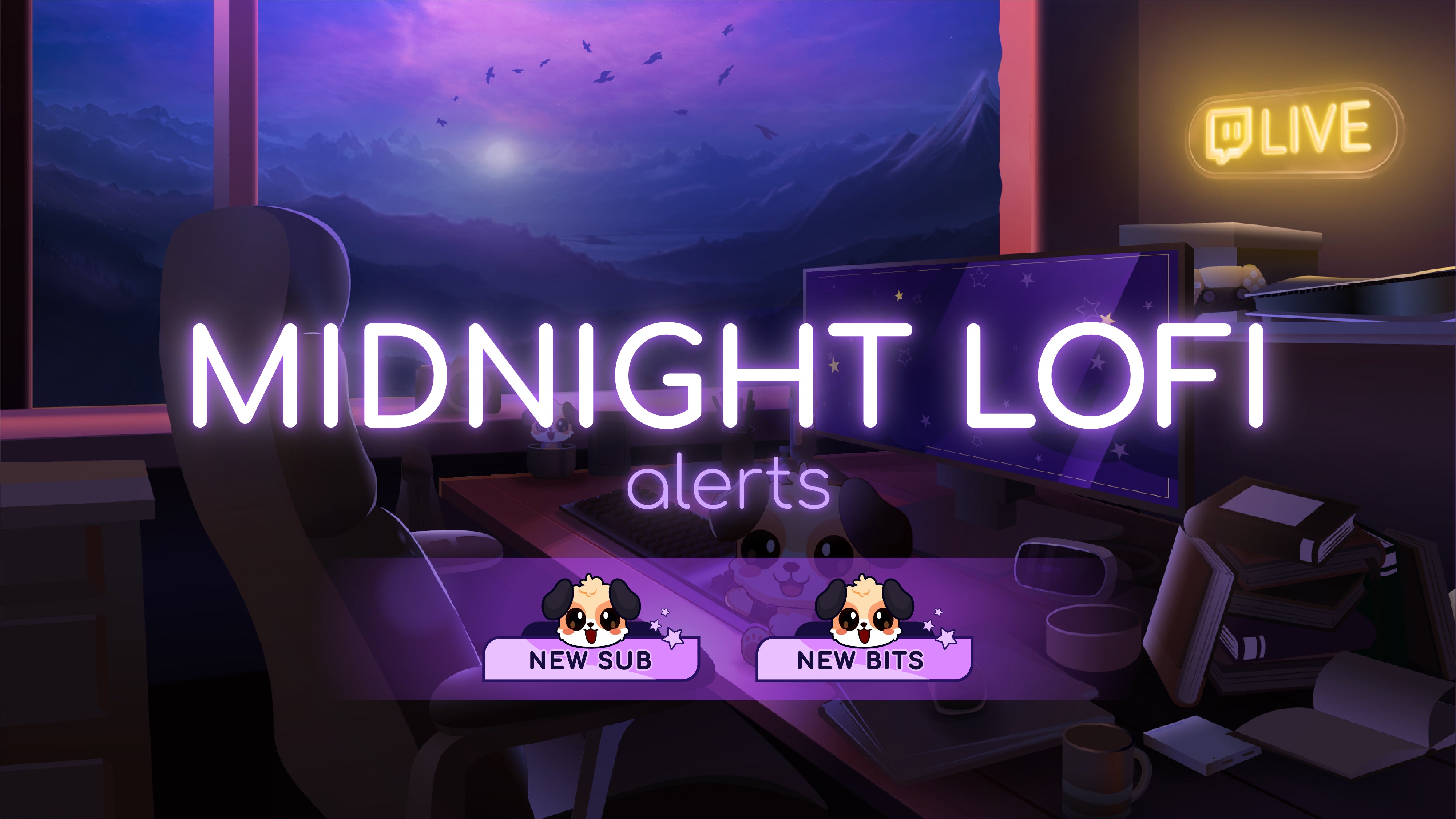 Animated Stream Alerts - "Midnight Lofi"
