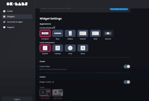 Widget Appearance Settings