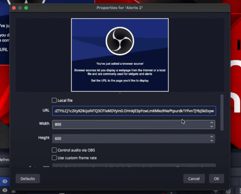 Paste URL on OBS