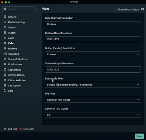 Streamlabs Video Settings