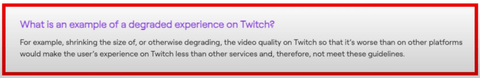 Twitch Terms of Service Quote