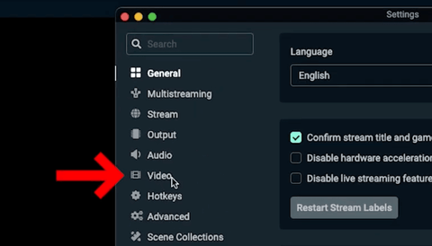 Video Settings Button