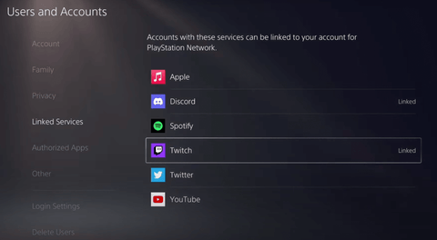 Linked Accounts on PS5