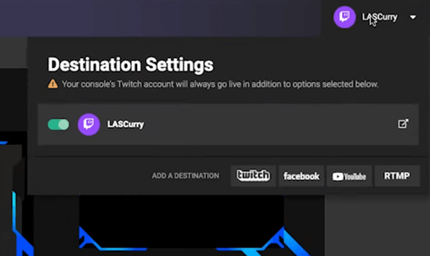 Destination Settings on Lightstream