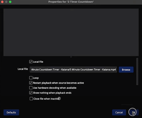 Countdown Timer Settings