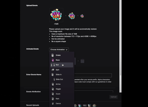 Twitch Animation Options