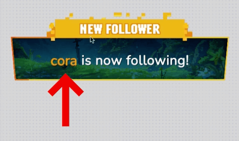 New Follower Event with the Text Color Changed