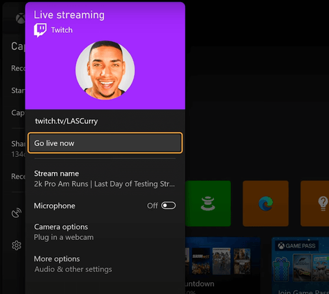 Twitch Dashboard on Xbox