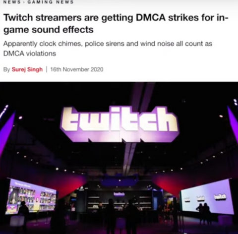 Twitch DMCA Strike for In Game Sounds