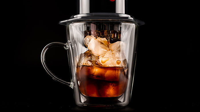 Brewing hot coffee over ice with AeroPress Original coffee maker